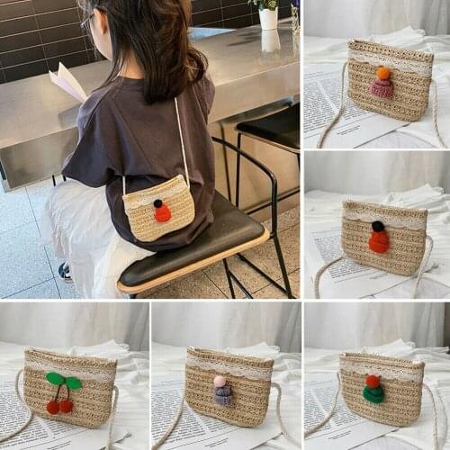 2019 Newest Hot Toddler Baby Girls Summer Beach Messenger Bags Children Kid Girls Floral Straw Rattan Woven Shoulder Bag Handbag