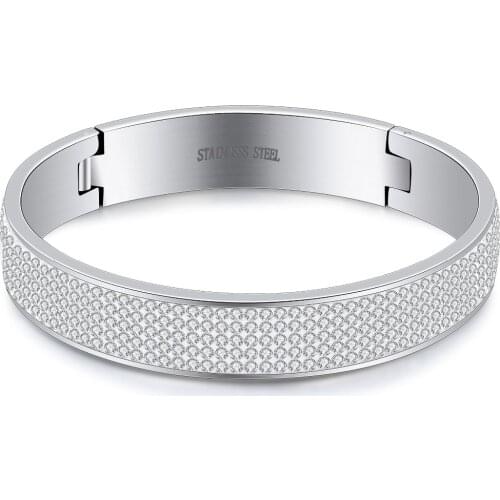 MYNENEY 6 Colors 5 Row Crystal Custom Jewelry Stainless Steel Bangles for women