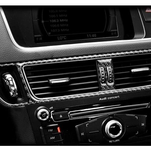 2pcs Real Carbon Fiber Stickers Central Control CD Air Outlet Frame Cover Trim fit for Audi Q5 SQ5 8R 2009-17 Models Accessories