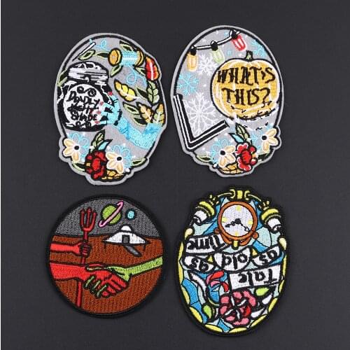 Strange pattern clothing patches High quality embroidery badge Alien pumpkin ellipse Motorcycle stripe punk patch