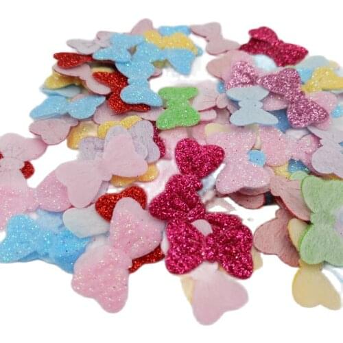 Sew on Glitter felt patches for clothes 1cm*2cm bowtie shape 20pcs scrapbooking accessories