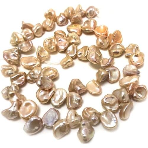 16 inches 11-13mm Natural Pink Side Drilled Keshi Pearl Loose Strand