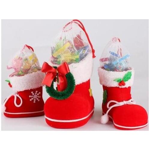 Christmas Party Gift Bag Elf Spirit Candy Boot Shoes Stocking HoldersXMAS Filler Bag Pen Holder Favour favor Red L M S