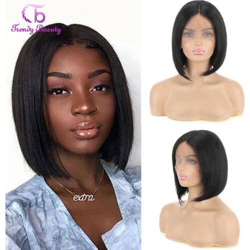 Straight Bob Human Hair Wigs 4X4 Lace Closure Wig Natural Hairline Brazilian Straight Lace Front Bob Wig Human Hair Wigss