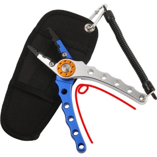 Aviation Aluminum Fishing Pliers Split Ring Cutters Fishhooks Remover Fishing Clamp Tackle with Oxford Sheath