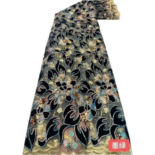 SJ Lace Nigerian Lace Fabrics African Lace Fabric 2021 High Quality Lace with Sequin Velvet French Lace Fabric for Dress zx3-41