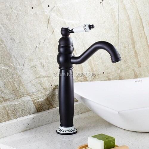 GIZERO Basin Countertop Mixer Bathroom Sink Faucet Black Color Basin Sink Mixer Tap Copper Brass Deck Mount Torneira G628