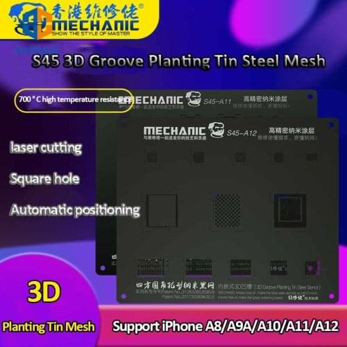 Mechanic 3D BGA Reballing Stencil S45 Black Planting Tin Template For IPhone 6/6S/6SP/7/7P/8/8P/X/XS/XS MAX/XR IC Chip Repair