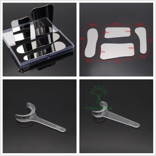 High Quality Dental Clinic 4Pcs Stainless Steel Photographic Mirror&10Pcs T-Shape opener