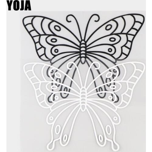 YOJA 14.2×10.3CM Vinyl Decal Beautiful Butterfly Cartoon Animals Car Stickers Black/Silver 19C-0284