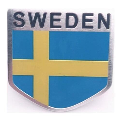 Aluminum Alloy Shield Styling Sweden National Flag Emblem Decals Car Stickers 5x5cm Automobiles Decorating Accessories
