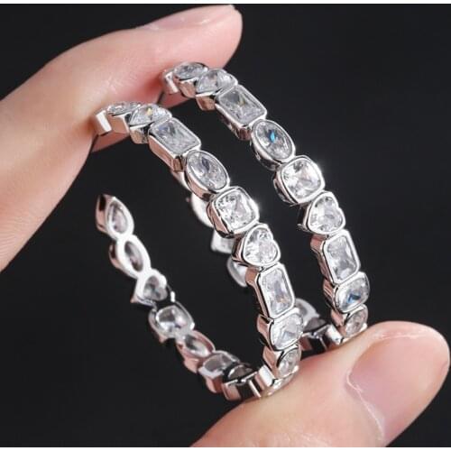 2020 New Copper White AAA Cubic Zirconia Heart Tears Splicing Geometry Round Earrings Fashion Hoop Earring Women Fashion jewelry