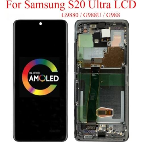 NEW ORIGINAL AMOLED For Samsung Galaxy S20 Ultra LCD With Frame Display Touch Screen For Samsung G988 G9880 G988U G988N LCD