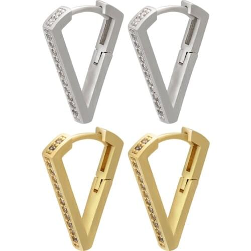 ZHUKOU gold silver color Geometric triangle small hoop earrings women CZ crystal hoop earrings Creative earrings wholesale VE408