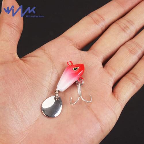 1pcs/Lot Mini VIB with Rotating Sequins 2.5cm3.5cm4cm4.5cm Blood Trough Hook Shock Vibe Vibration Sinking Baits Fishing Lure