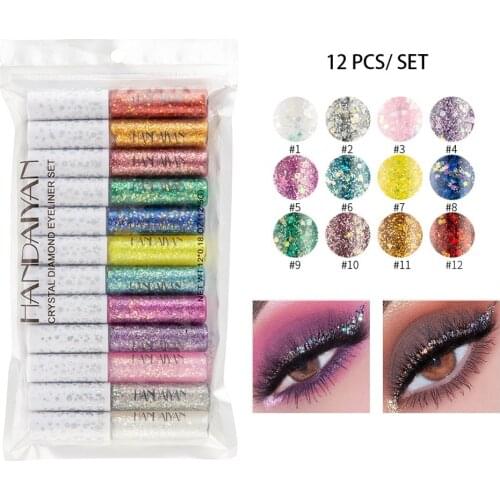 12 Packs Of Color Liquid Eyeliner Eyeshadow Dream Glitter Eyeliner Set Jelly Colorful Sequin Eyeliner Eyeshadow