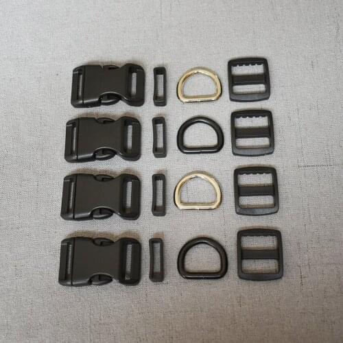 20 Sets 15mm Plastic D Ring Belt Buckle Strap Rectangular Buckle Adjuster For Dog Collar Necklace Sewing Handmade Accessory