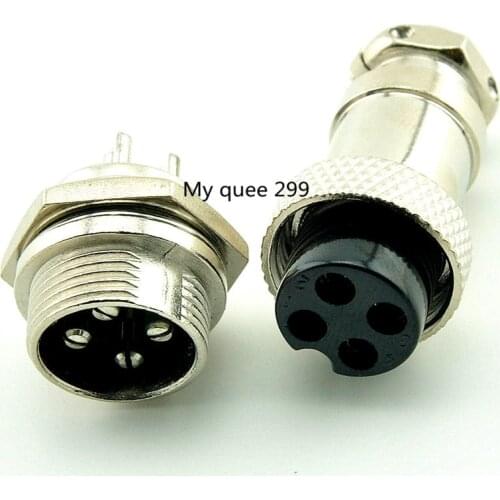 Free Shipping 20pair 4PIN 16mm gx16-4 core aviation plug cable connector plug + socket