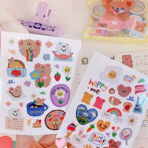 3pcs/lot Korean cartoon candy bear flower sticker scrapbook label diary photo album sticker DIY toy stationery decoration