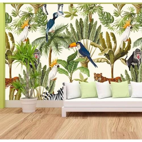 3d Cartoon Animal Jungle Kids Wallpapers for Living Room Bed Kids Walls In Rolls Sticker Contact Peel and Stick Home Decoration