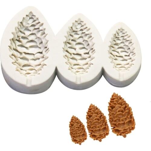 3D Three Pine Cones Shape Silicone Mold Mousse Chocolate Cake Fondant Making Mould Christmas Dessert Baking Decorating Tool