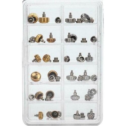 40PCS Durable Metal Watch Crowns Waterproof Silver Gold Color Assorted Replacement For Watch Repair Tool Parts
