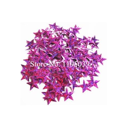 50g/lot 15mm Star Sequins Cup Loose Paillettes Wedding Crafts Kids DIY Accessories With 1 Middle Hole Laser Rose Red