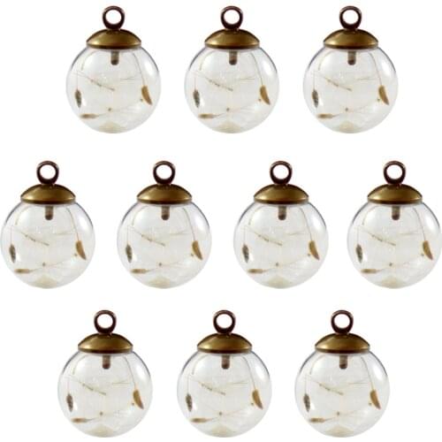 6PCS Glass Dandelion Seed Chams Wishing Bottle Handmade Pendant For DIY Necklace Bracelet Jewelry