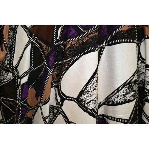 Abstract design digital painting multielement colors natural hemp fabric shirt skirt dress / 1 m