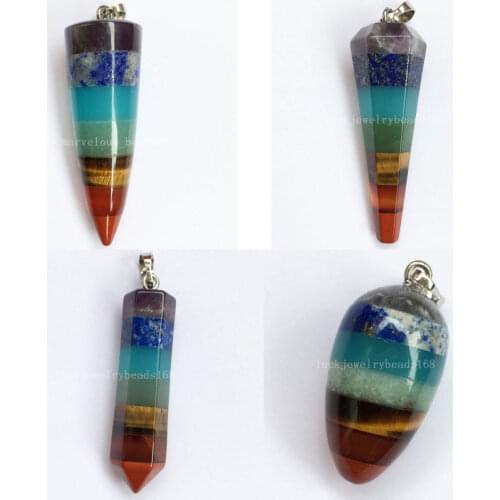 Free Shipping Women Fashion Jewelry Seven vein color Jaspe Art Pendant Bead 1pcs WFH454