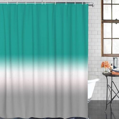 Turquoise Gray Gradient Shower Curtain Polyester Fabric Waterproof Shower Curtains Modern Bathroom Curtain
