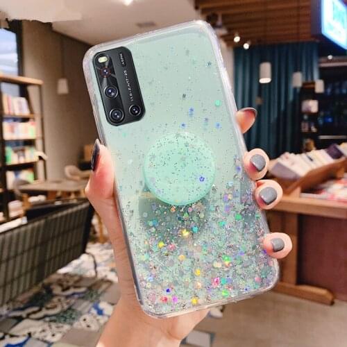 Glitter Star Silicone Phone Case For VIVO V17 V15 Pro V11 Stand Holder Blingbling Soft Back Cover Vivo S6 S5 Y19 Y17 Nex 3 Cases
