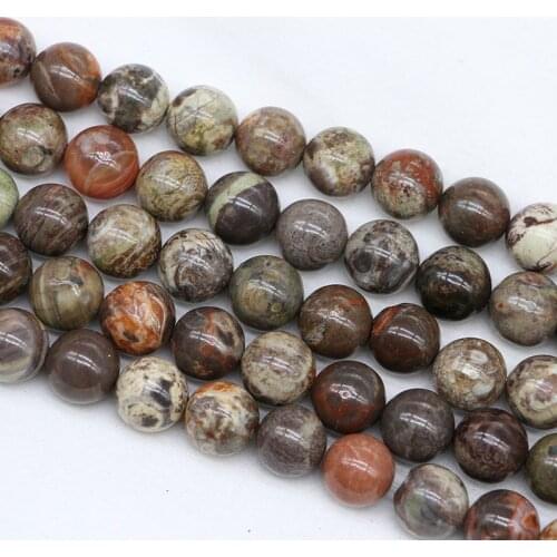 Natural flower agate stone beads smooth round needlework For Jewelry Making DIY w Bracelet Necklace