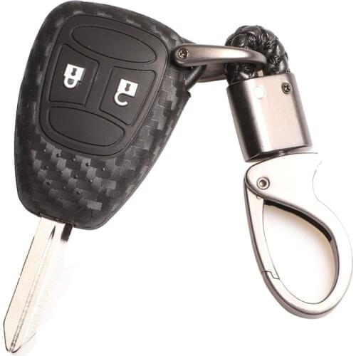 Kutery Silicone Rubber Car Key Cover Case For Jeep Compass Chrysler Cruiser Dodge Caliber Nitro 2Buttons Key Shell Protecor