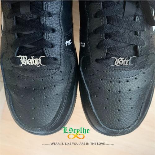 Baby Girl Shoe-buckle Old English Letter Angel Buckie Bad Girl Shoe Tag Punk Jewelry Left Right Shoe Decorations Stainless Steel