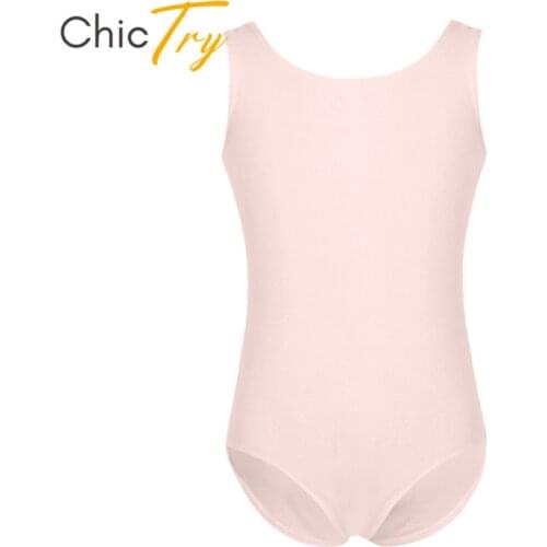 ChicTry Children Solid Color Sleeveless Professional Ballet Leotard Girls Gymnastics Leotard Sports Bodysuit Kids Dance Wear