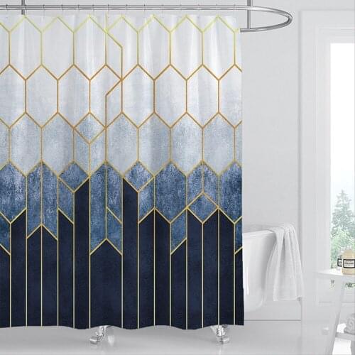 European American Shower Curtain Creative Waterproof Digital Printing Shower Curtain with Hooks Fabric Large Wide Bathroom Decor