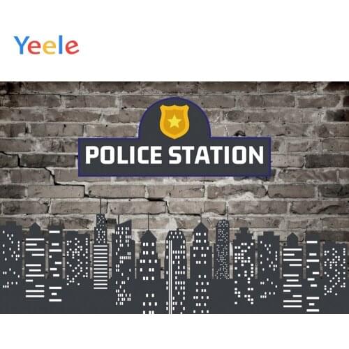 Police Station Brick Wall City Newborn Baby Girl birthday Backdrop Photography Custom Photographic Background For Photo Studio