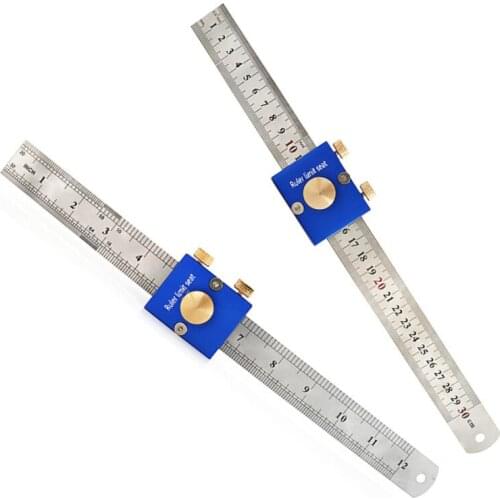30cm/12 Inch Scribing Ruler Adjustable 90 Degrees Scale Ruler Measuring Marking Gauge Woodworking Right Angle Ruler with Stop