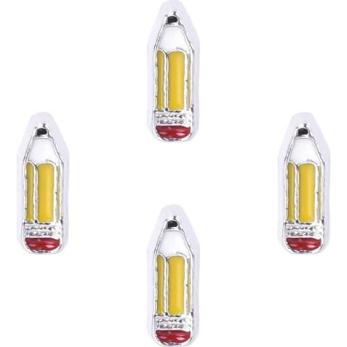 20Pcs/lot Student Pencil Floating Charms Fit Glass Locket Finding Handcraft School Gift Jewelry Wholeasale