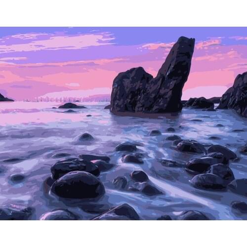 MaHuaf-j110 sunset beach diy painting by numbers landscape canvas art paint by number hand painted wall decorative pictures
