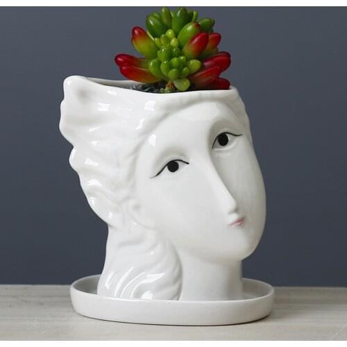 Ceramic Face Head Statue Planter Garden Plant Pot Flowerpot Figure Ornament Flower Pot Indoor Flowerpot Large Plant Pot Pots