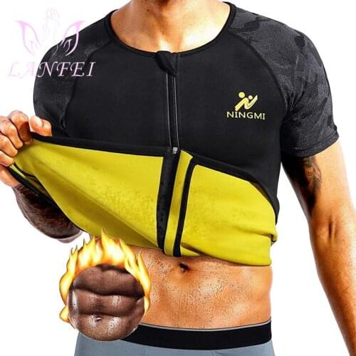 LANFEI Men Waist Trainer Vest Hot Neoprene Sauna Slimming Corset Body Shaper Weight Loss Zipper Sweat Tank Top Workout Shirt