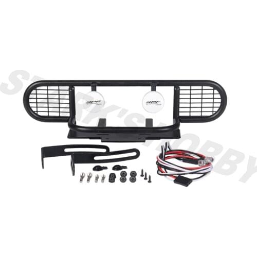 Metal Camel Trophy Front Bumper with Led Light for 1/10 RC Crawler Car Traxxas TRX4 RC4WD D90 D110 Defender Upgrade Parts