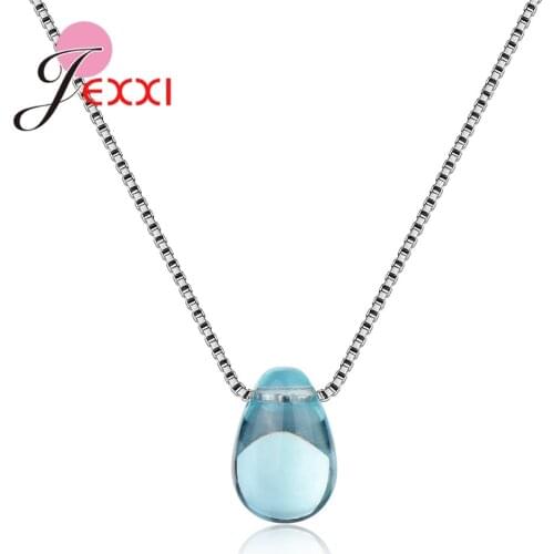 Minimalist Hot Sale Water Drop CZ Stone For Woman Girls Birthday Gift Unique 925 Sterling Silver Necklace Luxury Box Chain