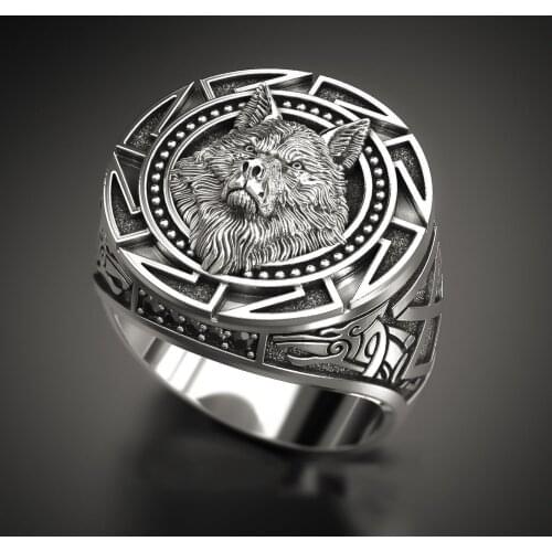 Stainless Steel Fashion Warrior Wolf Head Rings For Punk Jewelry Retro Wolf Totem Male Silver Color Ring Hip Hop Finger Bands