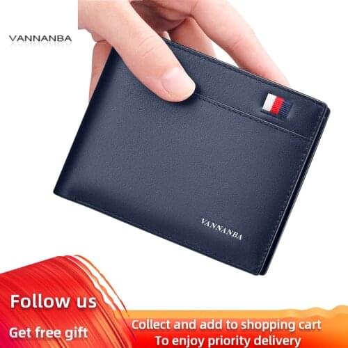 Mens Wallet Genuine Leather Casual Solid Purse with Driver License Handmade Minimalist Card Holder