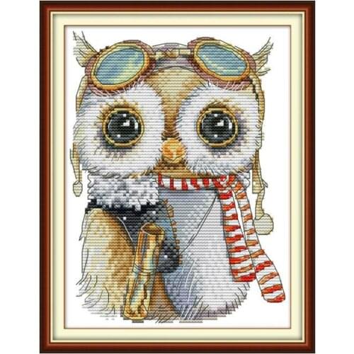 Joy Sunday Cross Stitch Kits DIY A cute owl pattern Printed Chinese embroidery needlework fit for hanging in the childrens room
