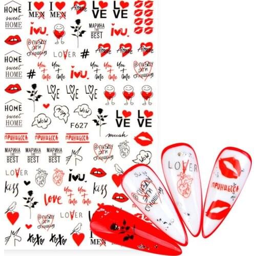 Valentines Day Nail Art Sticker Manicure Designs Sexy Lips Girl Self Adhesive Nail Sticker on Nails Decoration Decals Beautiful