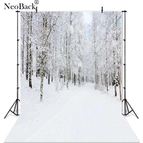 NeoBack Winter White Snow Forest Mountain Tree Scene Photo Backdrop Vinyl Cloth Christmas Studio Portrait Photography Background